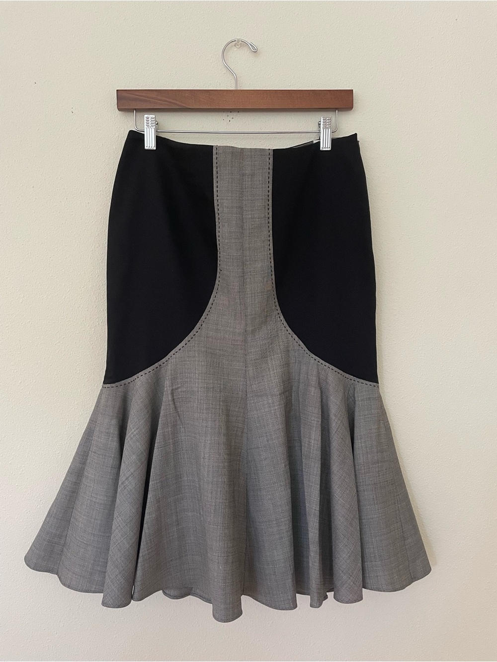 BGN First Black & Gray Two-Tone Flared Ponte-Inset Skirt #80